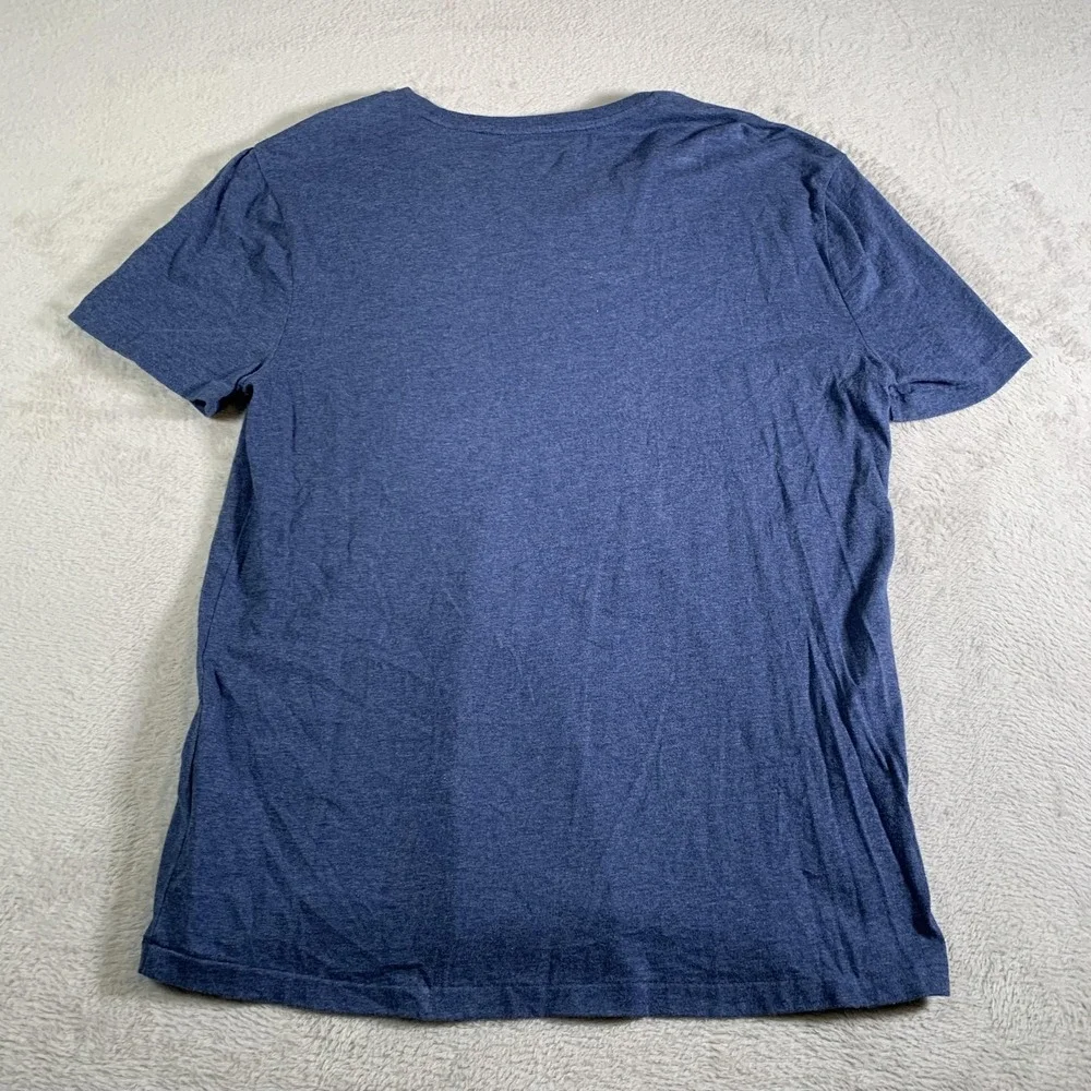 Polo Ralph Lauren Shirt Mens Large Blue V Neck Custom Slim Fit Pony Logo‎ Tee